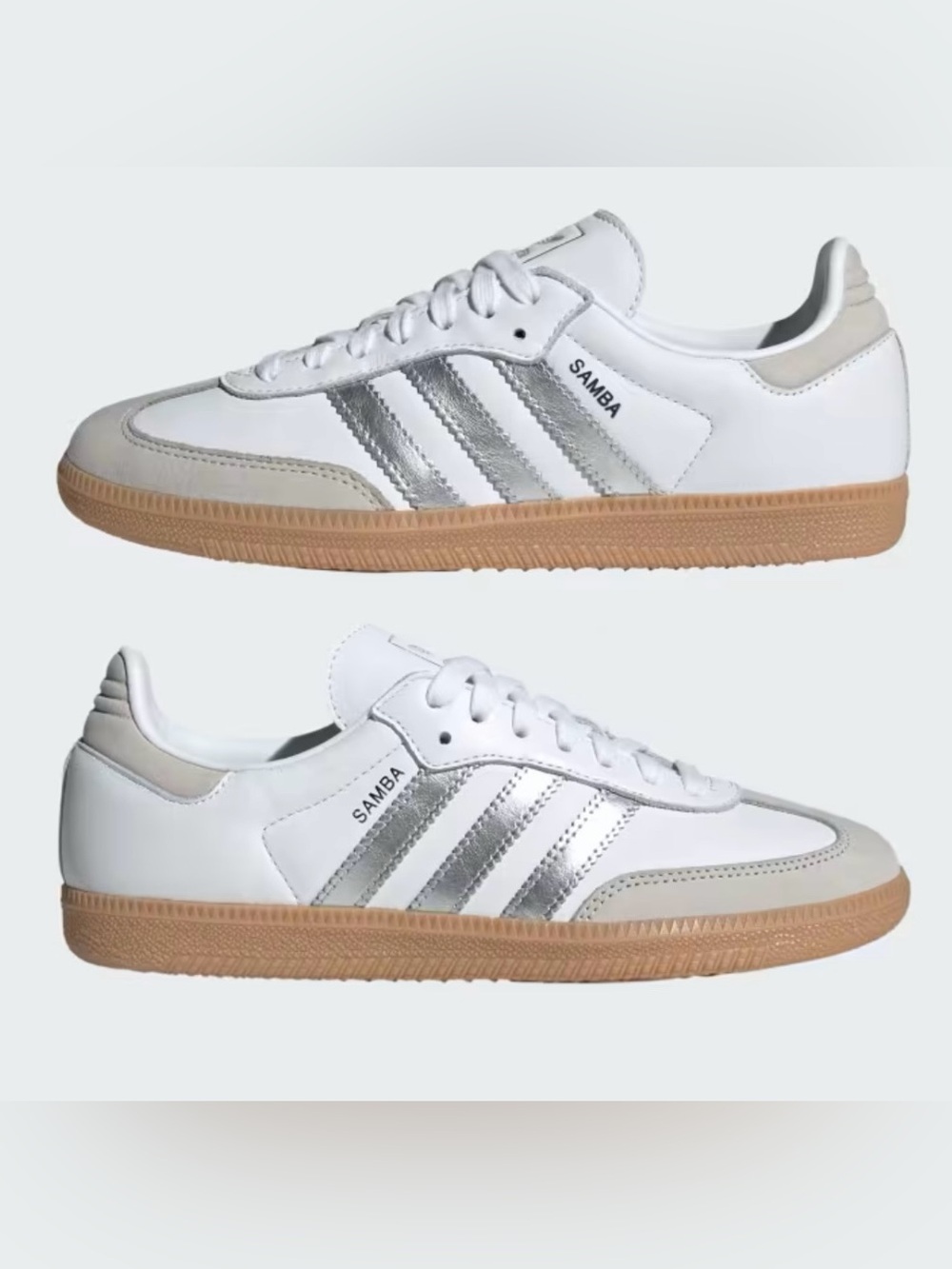 Adidas Originals Samba OG Sneakers In White and Silver Metallic Women's 10 - Picture 4 of 9